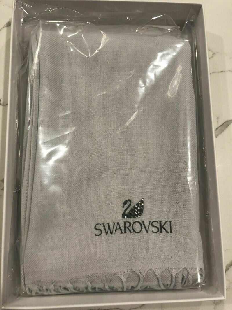 SWAROVSKI GREY CASHMERE SCARF 5231605-1 GIFT BOX NECK SHAWL