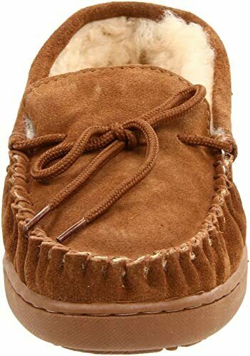 BEARPAW MEN'S MOC II SHEEPSKIN WARMTH MOCCASIN SLIPPERS sz 9 M HICKORY II 1295W