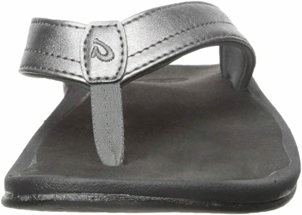 OLUKAI WOMENS OHANA BEACH SANDAL WATER RESISTANT FLIP FLOP sz 6 PEWTER BLACK