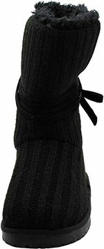 MUK LUKS WOMEN'S CLEMENTINE FLAT PULL ON FASHION BOOT sz 8 BLACK GREY MARL 15024