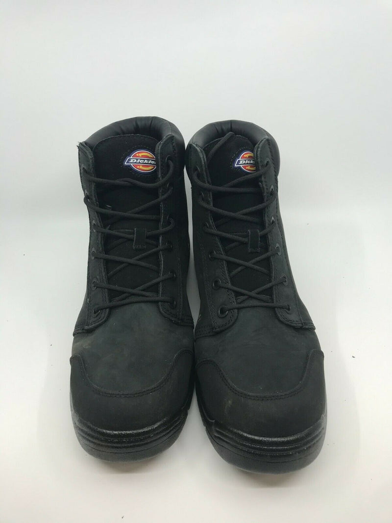 PRE-OWNED DICKIES MENS WRECKER 6" STEEL TOE EH WORK BOOT BLACK SIZE 13 FREE SHIP