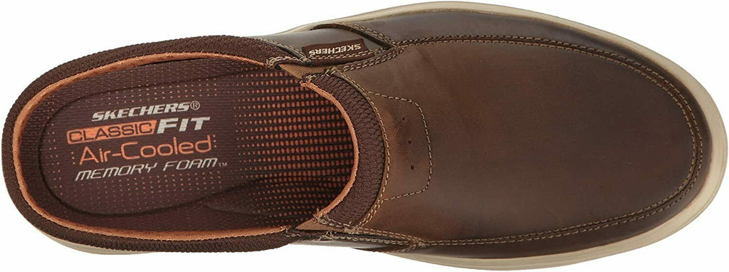 NEW SKECHERS MENS PORTER VAMEN SLIP ON LOAFER BROWN 9.5 W LEATHER 65097W