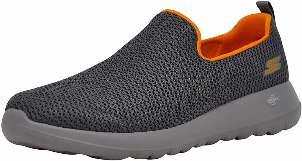 SKECHERS MEN'S GO WALK MAX SLIP ON SNEAKERS 12 EW CHARCOAL / ORANGE  54600EWW