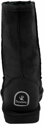 BEARPAW WOMEN EMMA SHORT WIDE SHEEPSKIN WINTER PULL ON BOOT 9.5 BLACK 608W