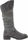 MUK LUKS WOMEN'S KAILEE TALL FAUX LEATHER KNIT FLAT WINTER BOOTS sz 7 GREY 16097