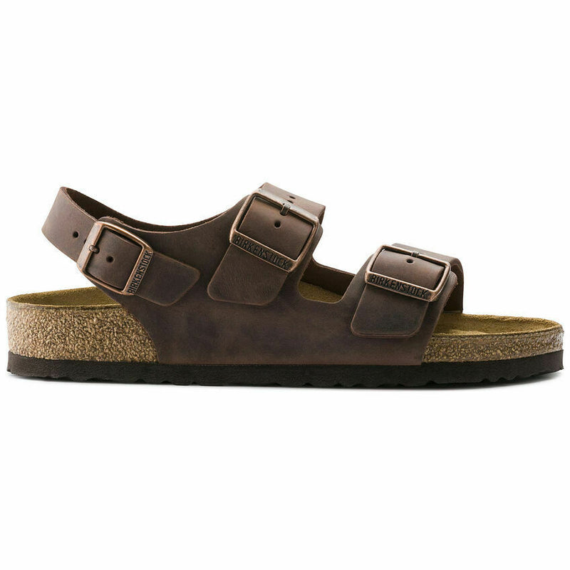 NEW BIRKENSTOCK MENS MILANO REGULAR WIDTH SANDAL HABANA LEATHER FOOTBED 34871