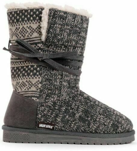 MUK LUKS WOMEN'S CLEMENTINE FLAT PULL ON FASHION BOOTS sz 11 GREY 15024 022