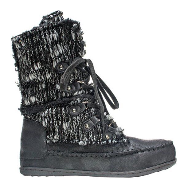 MUK LUKS WOMEN'S LILLY LACE UP FLAT BOOT WATER RESISTANT sz 6, 7, BLACK 17305-01