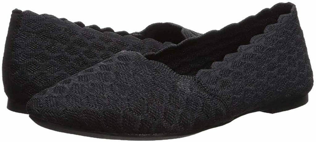 SKECHERS WOMEN'S CLEO HONEYCOMB CASUAL BALLET FLAT SHOES sz 7 W  BLACK 44882W