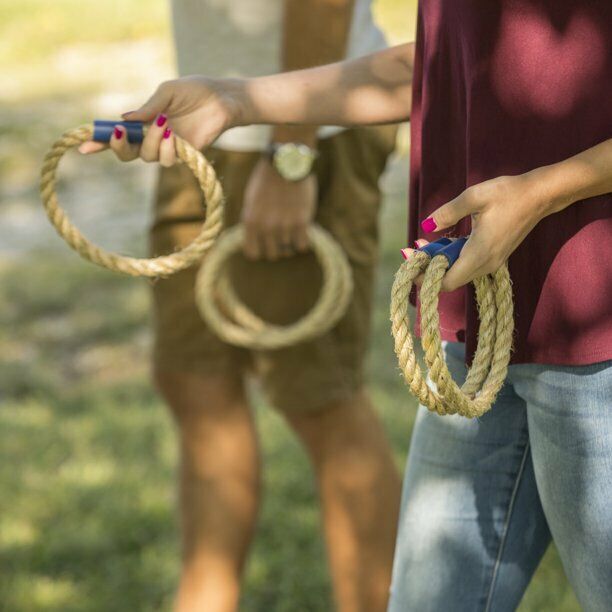 TRIUMPH COMPACT & PORTABLE WOOD RING TOSS WITH 1 WOODEN 5 PEG TARGET & 4 RINGS