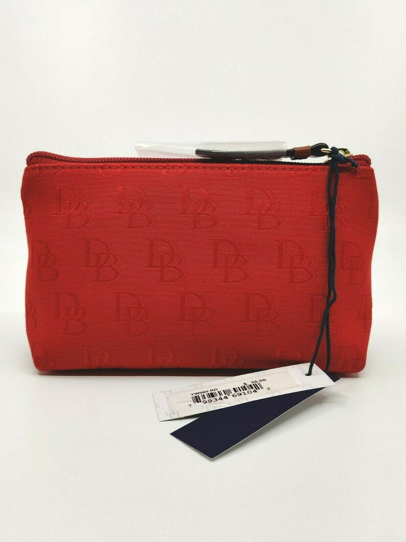 Dooney & Bourke Signature Cosmetic Case Nylon Leather Red Makeup Bag YW060RD