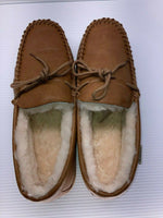 NEW BEARPAW MEN'S MOC II WIDE SHEEPSKIN SHOES HICKORY sz 14 W FREE SHIP SLIPPER