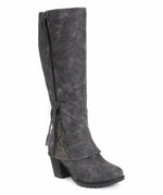 MUK LUKS WOMEN'S LACY TALL ZIP UP BLOCK HEEL WINTER BOOTS sz 8 GREY 16989 021