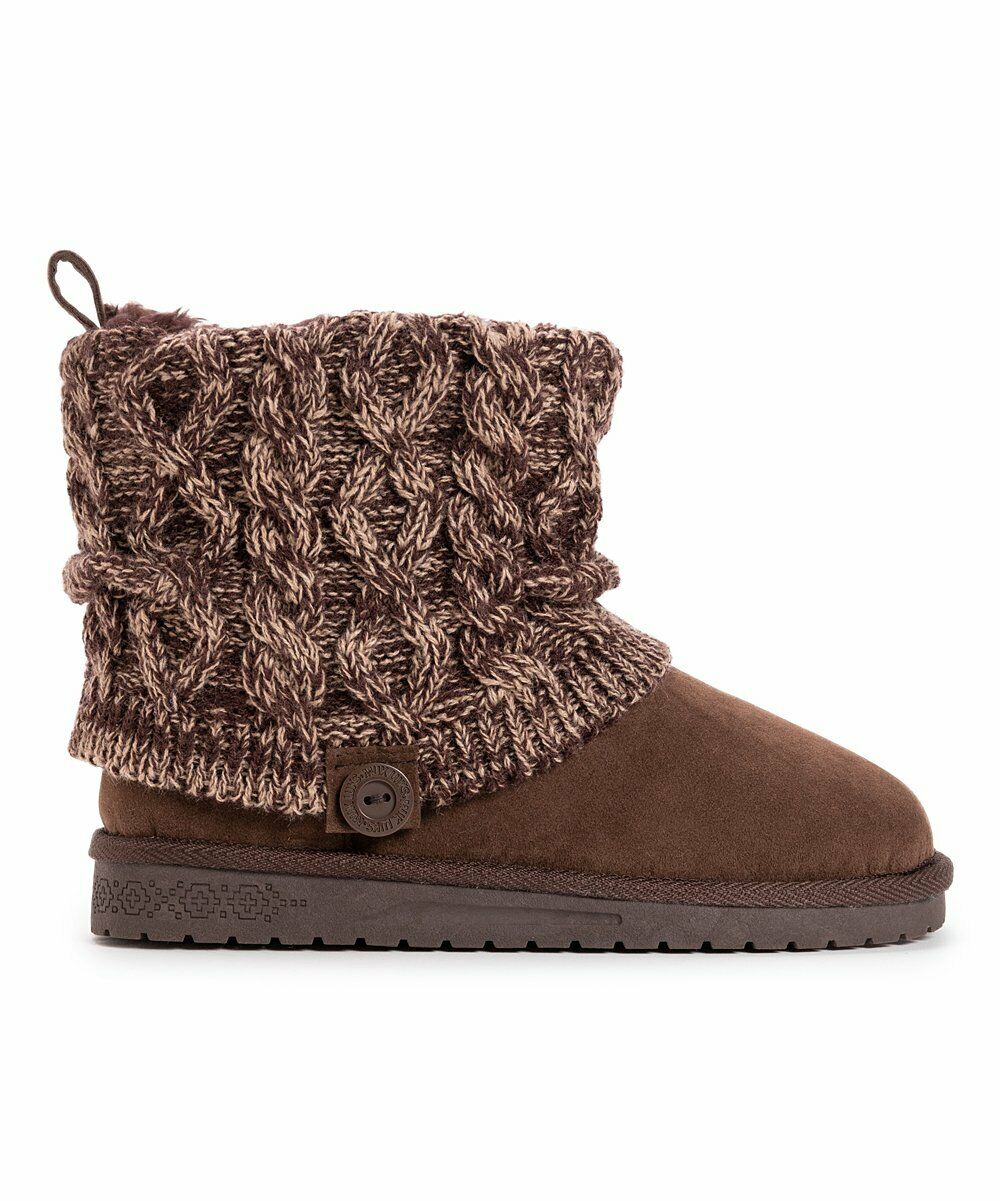 MUK LUKS WOMENS LAUREL FLAT ANKLE SWEATER KNIT BOOT sz 11 BROWN 1000072 200