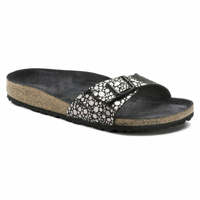 BIRKENSTOCK WOMENS MADRID SANDAL BIRKO FLOR 1008804 METALLIC BLACK STONE EUR 40