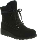 BEARPAW WOMEN'S KRISTA SUEDE SHEEPSKIN WINTER SHORT BOOTS sz 6.5 W BLACK 2025W