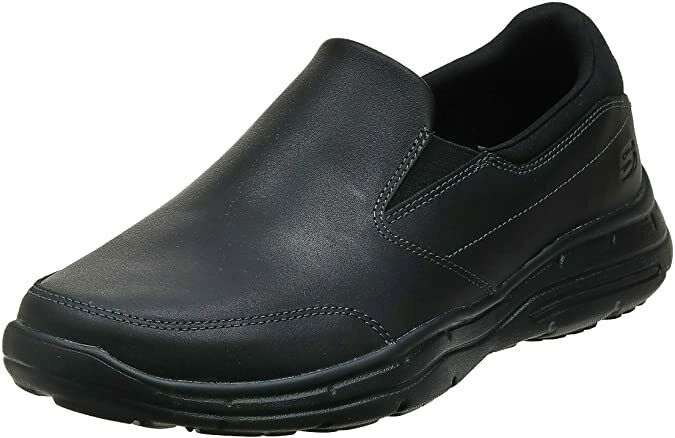 SKECHERS MEN'S RELAXED FIT GLIDES CALCULOUS LEATHER LOAFER 13 EW BLACK 64589EWW