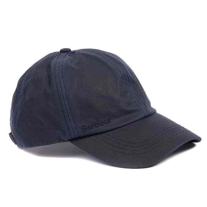 BARBOUR PRESTBURY SPORTS CAP ADJUSTABLE OSFA NAVY OLIVE WAXED COTTON 6 PANEL