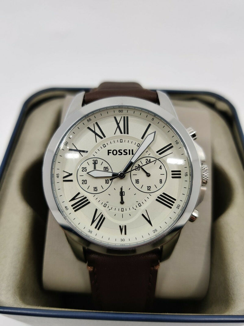 NEW FOSSIL MENS GRANT CHRONOGRAPH BROWN LEATHER WATCH (FS4735) FREE SHIPPING