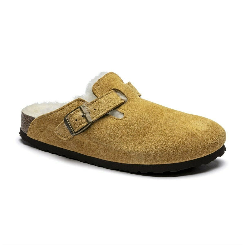 BIRKENSTOCK BOSTON WOMENS CLOG SUEDE SHEARLING LINED OCHRE 1017655 SLID SHOE 36