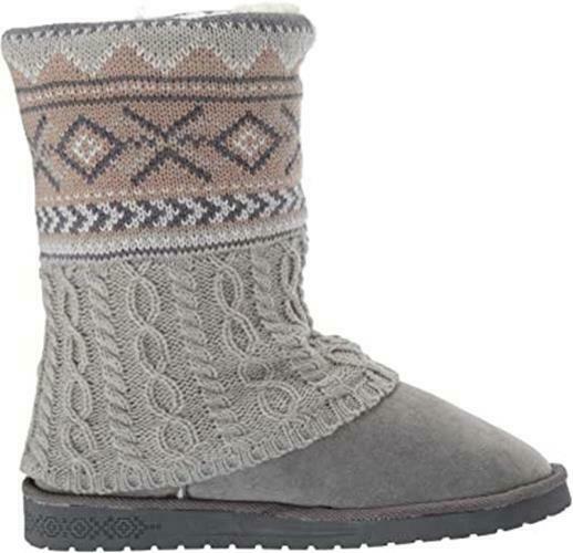 MUK LUKS WOMEN'S CHERYL FLAT SWEATER KNIT FASHION BOOT 8, 11 GREY NEUTRAL16760