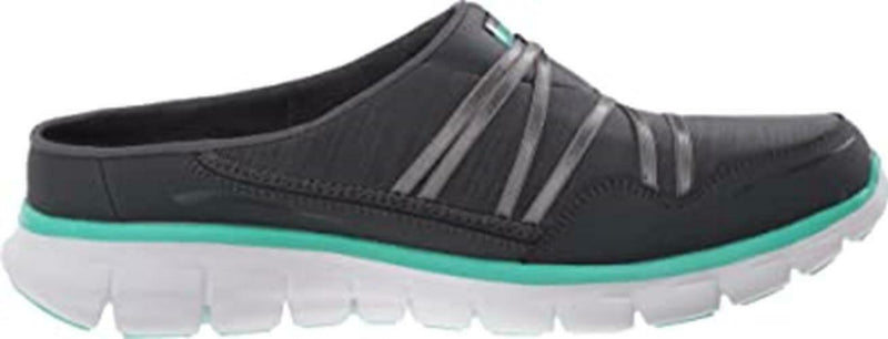 SKECHERS WOMEN'S SYNERGY AIR STREAMER SLIP ON MULE sz 8 CHARCOAL / AQUA 11964