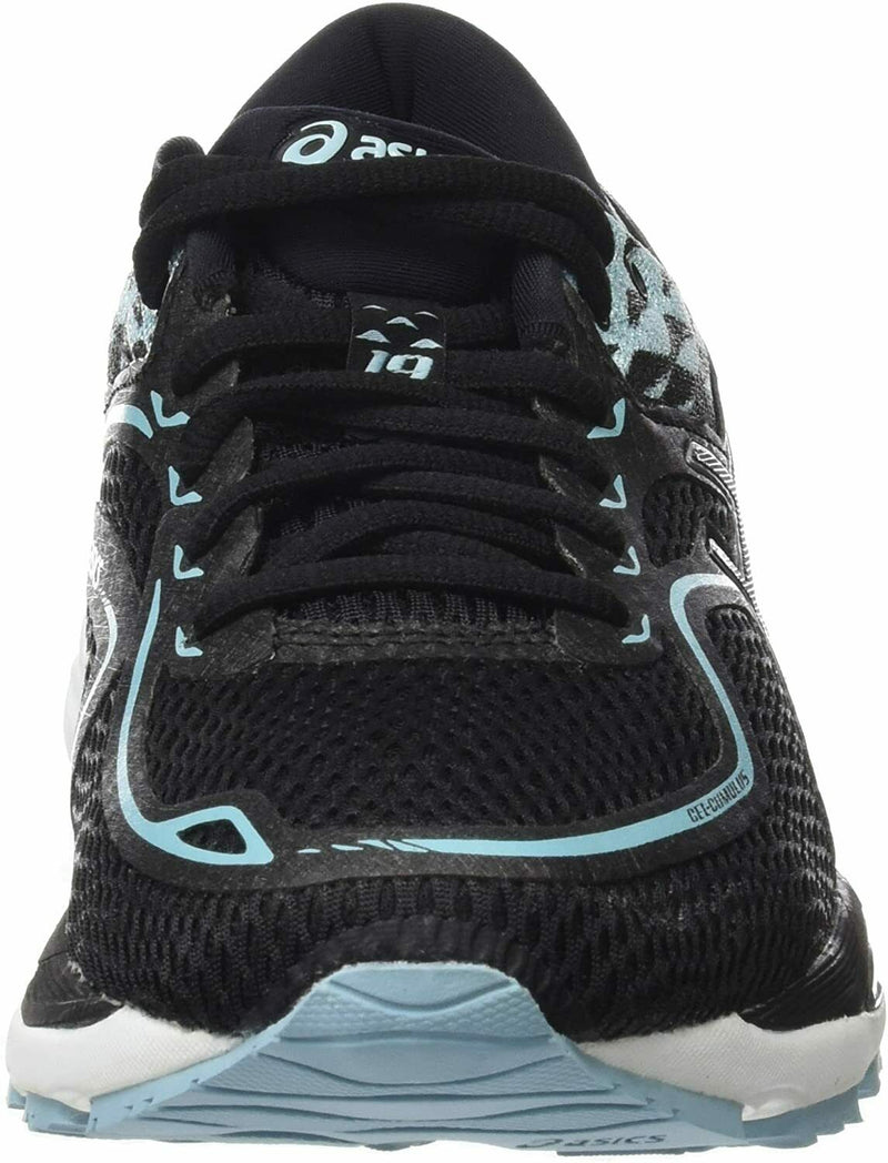 ASICS WOMEN'S GEL-CUMULUS 19 RUNNING SHOES sz 8.5 BLACK BLUE WHITE T7B8N-9014