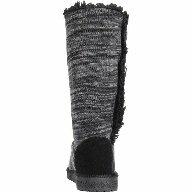 MUK LUKS WOMEN'S LIZA MID CALF WINTER FLAT BOOTS sz 10 EBONY MARL 16759 002