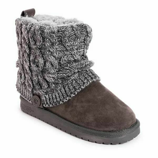 MUK LUKS WOMENS LAUREL FLAT SWEATER KNIT ANKLE BOOT sz 7-8 GREY 1000072 020