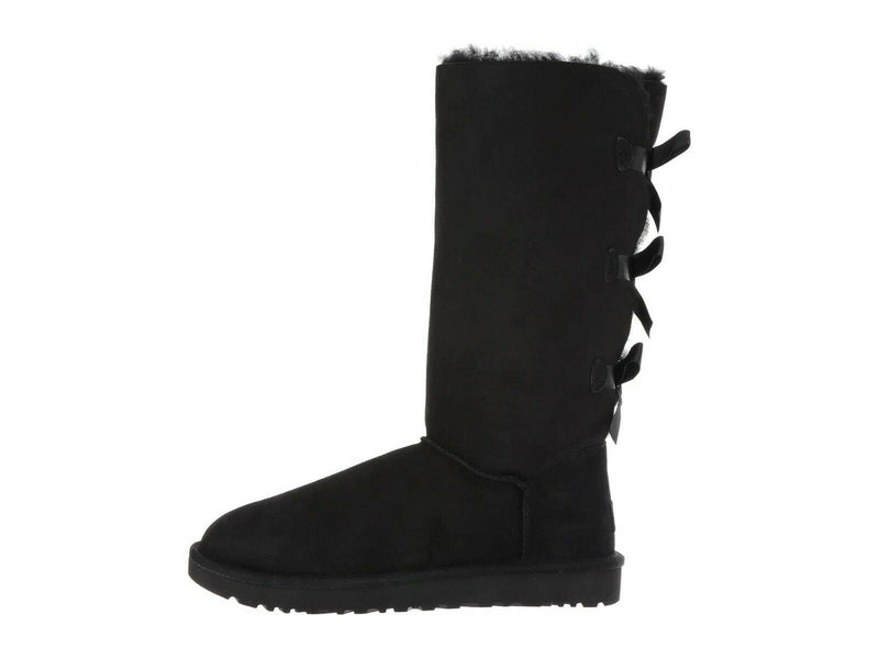 NEW UGG BAILEY BOW TALL II WOMENS BOOTS BLACK CHESTNUT SUEDE SHEEPSKIN FREE SHIP