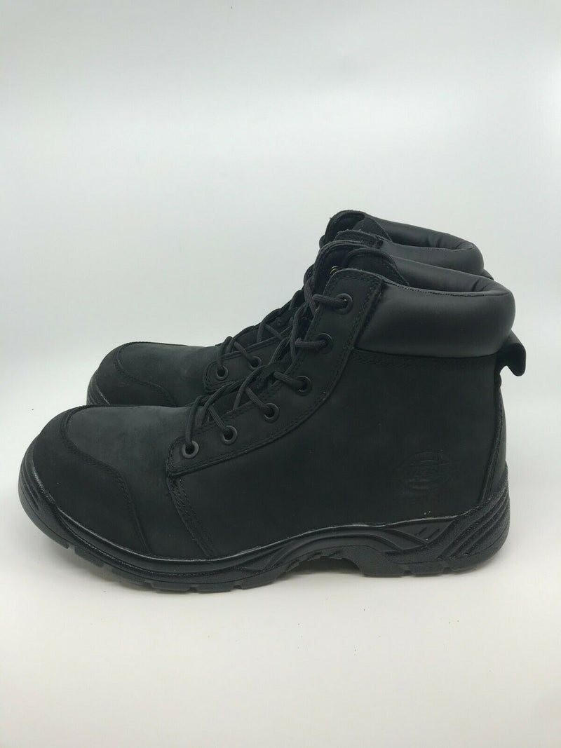 PRE-OWNED DICKIES MENS WRECKER 6" STEEL TOE EH WORK BOOT BLACK SIZE 13 FREE SHIP