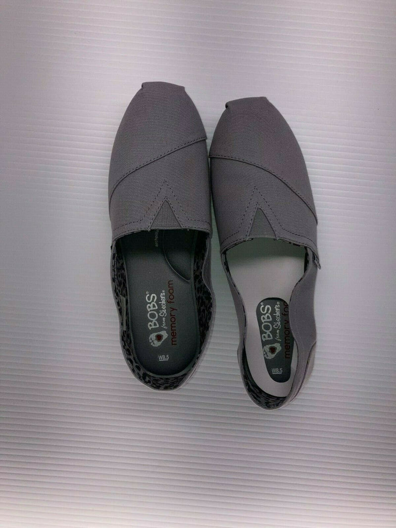 NEW SKECHERS WOMENS BOBS PLUSH PEACE LOVE BALLET FLAT GREY sz 8.5W FREE SHIP