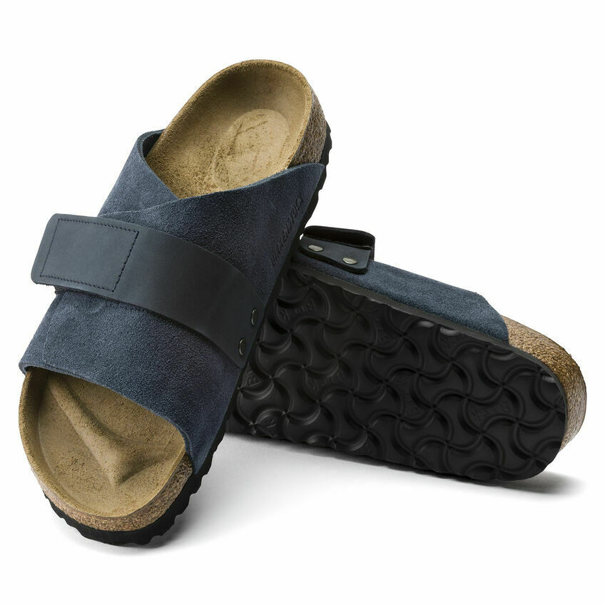 BIRKENSTOCK MENS KYOTO SUEDE LEATHER SLIDE SANDAL NAVY 1016478 EU 46 (US13-13.5)