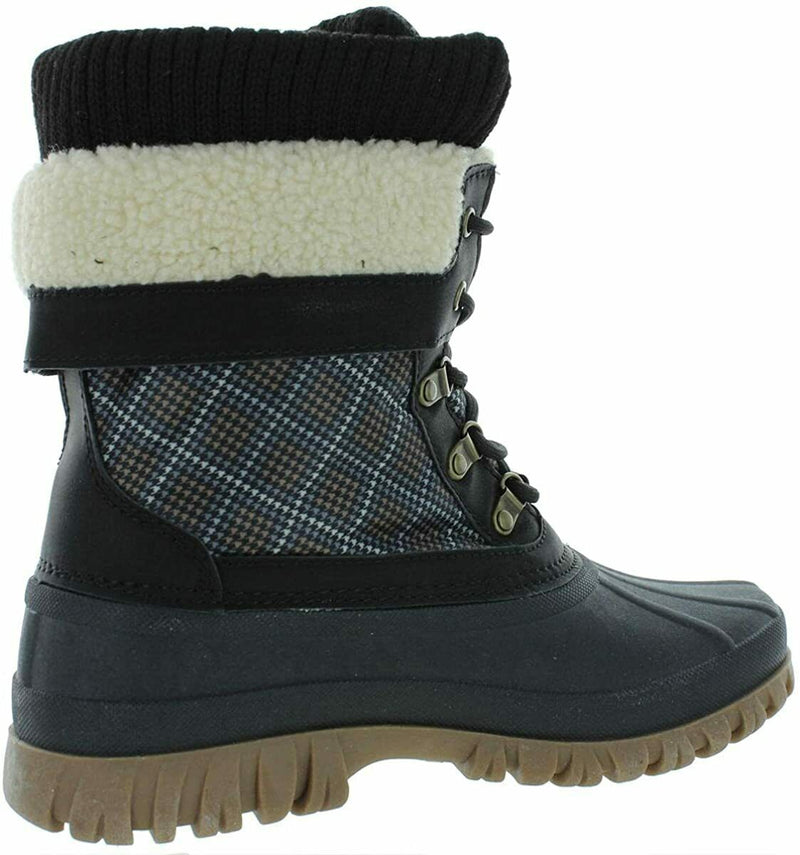 COUGAR STORM WOMEN'S CREEK WATERPROOF THERMOLITE WINTER BOOTS 8 BLACK DOT PLAID