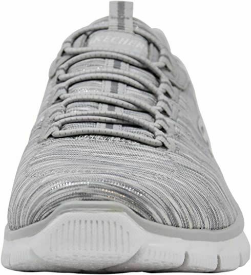 SKECHERS WOMEN'S SPORT EMPIRE GAME ON SNEAKERS SLIP ON sz 8 WHITE / SILVER 12414