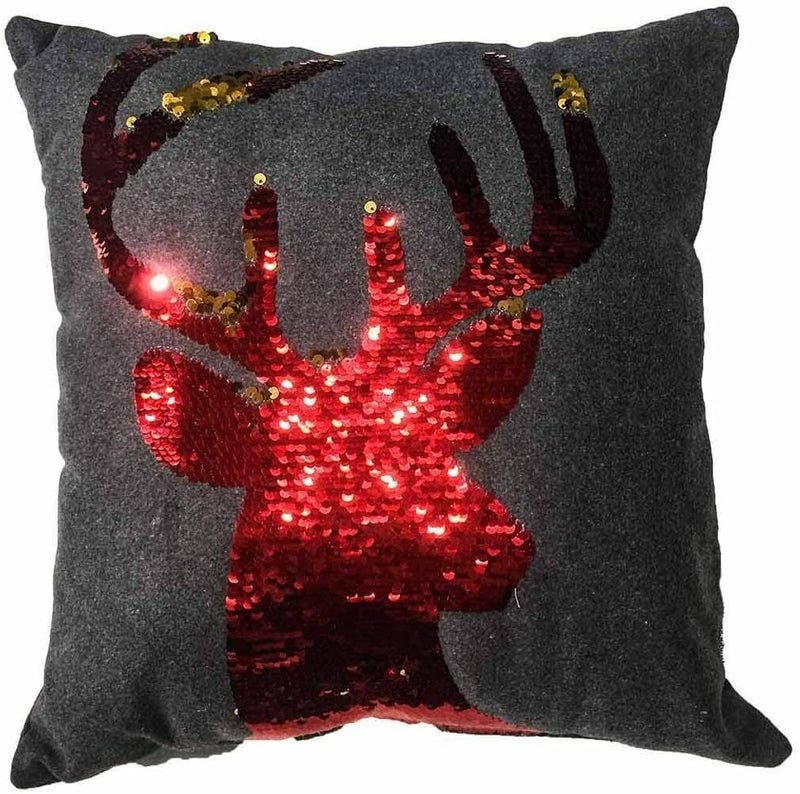 HOLLY DECOR DEER GIFT SET WITH DECORATIVE STYLISH PILLOW $ WARM THROW 50" X 60"