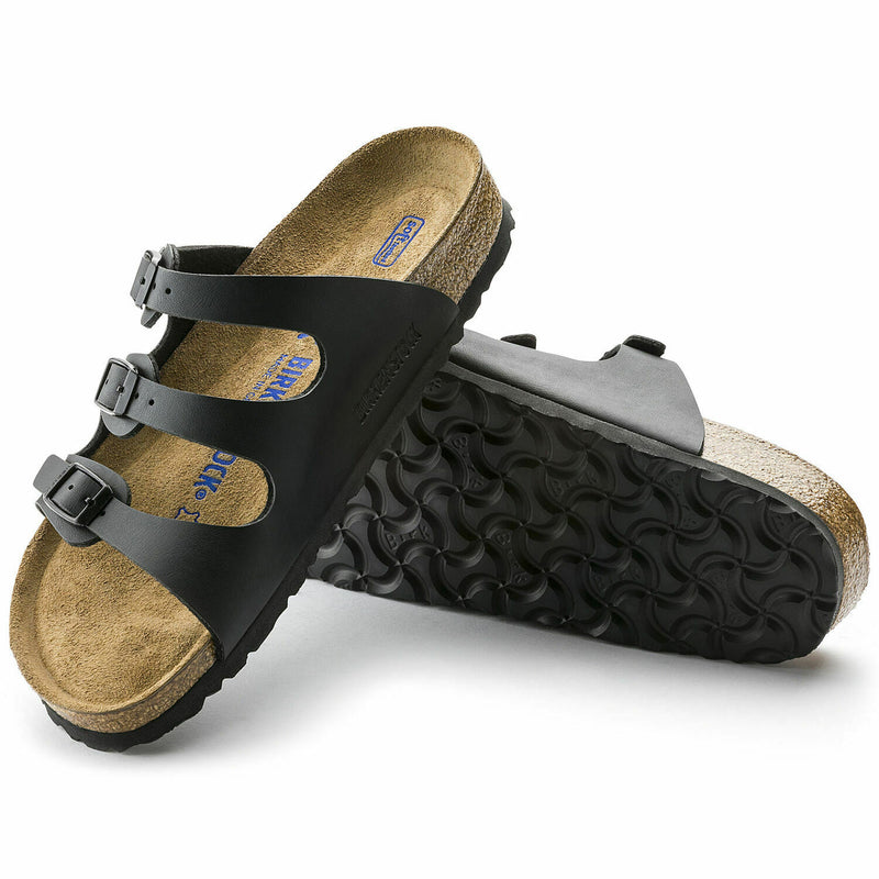 NEW BIRKENSTOCK WOMEN FLORIDA SANDAL BLACK BIRKO FLOR SOFT FOOTBED REGULAR 53011