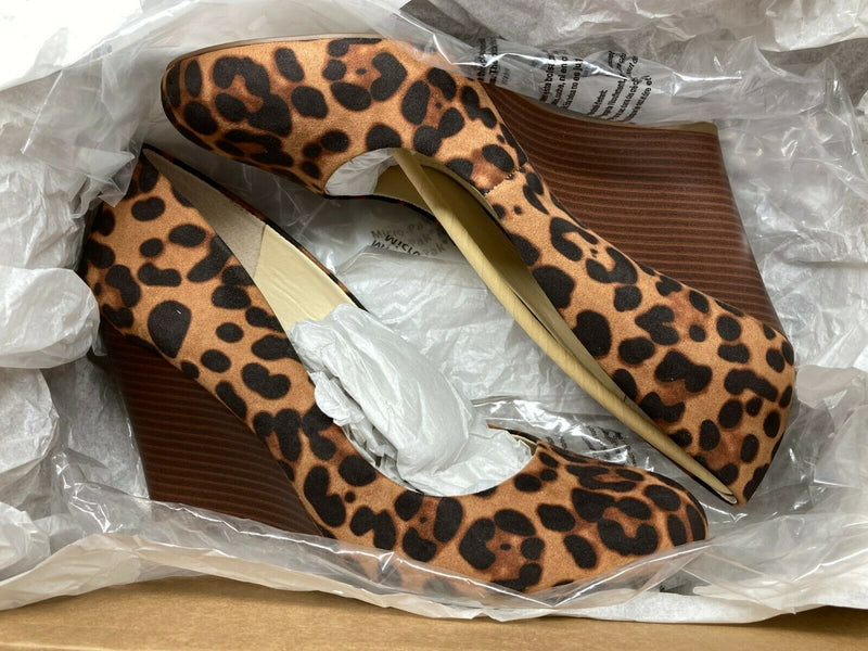 NEW JESSICA SIMPSON WOMEN'S CASH WEGDE PUMP LEOPARD sz 9.5 FREE SHIP Cash