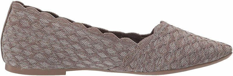 SKECHERS WOMEN'S CLEO-HONYCOMB BALLET FLAT SHOE KNIT DARK TAUPE  sz 7.5 W 44882W