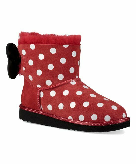 NEW UGG SWEETIE BOW DISNEY BIG LITTLE KIDS BOOT MINNIE MOUSE BLACK RED FREE SHIP