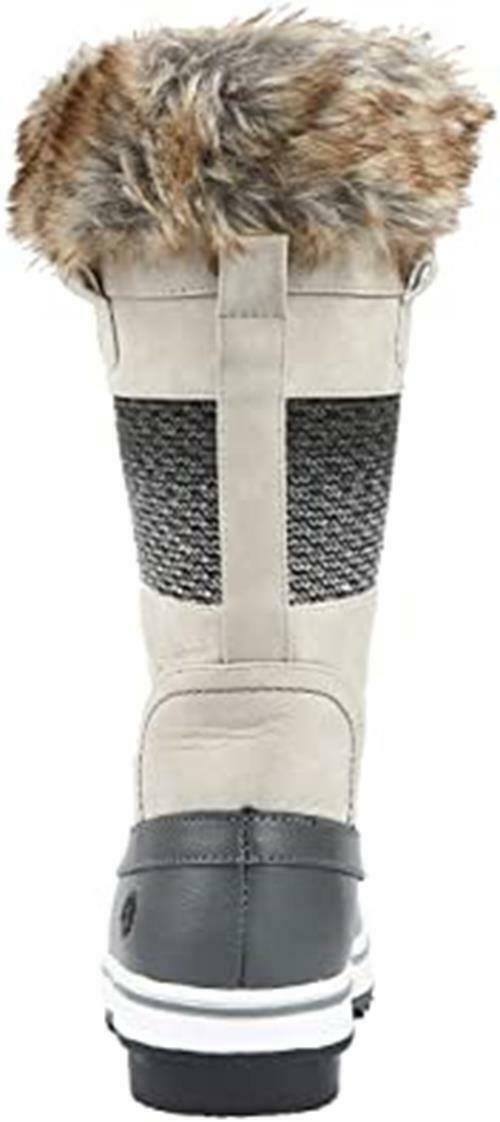 NORTHSIDE WOMEN'S BISHOP POLAR FUR COLLARS FLAT SNOW BOOT sz 10 BIRCH 913008W277