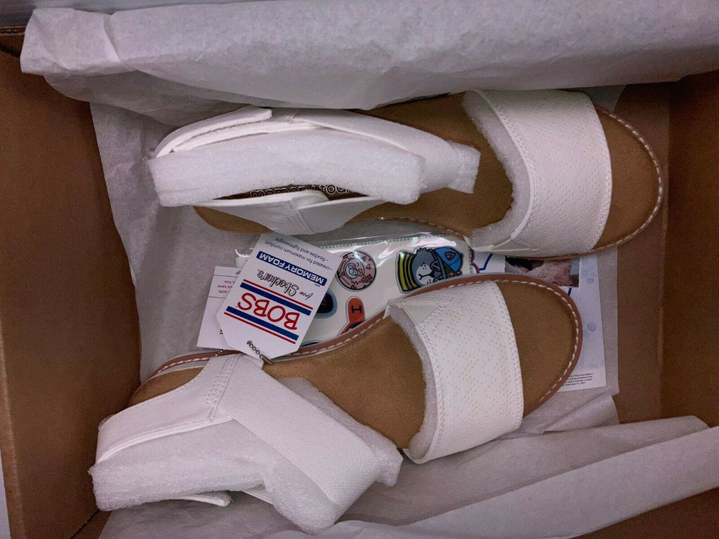 NEW SKECHERS WOMEN'S BOBS DESERT KISS SANDALS WHITE sz 8 W FREE SHIP 31440