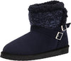 MUK LUKS WOMEN'S ALYX FLAT ANKLE PULL ON FASHION BOOTS sz 6 NAVY 15023-410