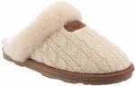 BEARPAW WOMEN'S EFFIE SHEEPSKIN COLLAR COMFORT SLIDE SLIPPERS sz 7 M LINEN 1674W