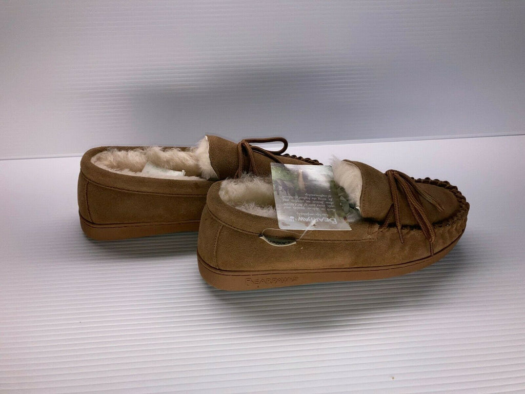 NEW BEARPAW WOMENS MOC II SHEEPSKIN MOCCASIN HICKORY 9.5 W FREE SHIP SLIPPER