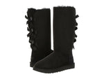 NEW UGG BAILEY BOW TALL II WOMENS BOOTS BLACK CHESTNUT SUEDE SHEEPSKIN FREE SHIP