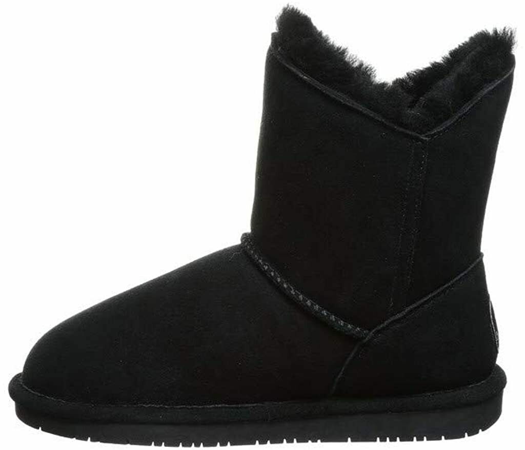 BEARPAW WOMENS ROSALINE WINTER SHORT SHEEPSKIN WOOL BOOTS sz 9 W BLACK 2588WX