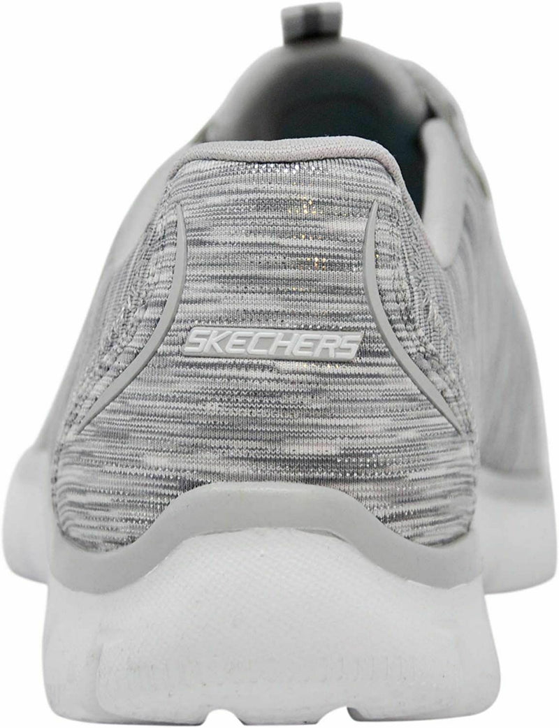 SKECHERS WOMEN'S SPORT EMPIRE GAME ON SNEAKERS SLIP ON sz 8 WHITE / SILVER 12414