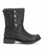 MUK LUKS WOMEN'S CRUMPET HEEL METAL SNAPS STUD FASHION BOOT sz 8 BLACK 16659 001