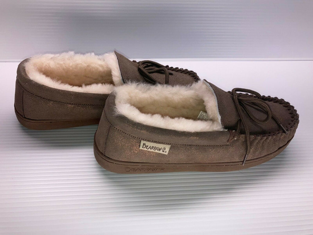 NEW BEARPAW WOMEN'S MOC II MOCCASIN EARTH ANTIQUE GLITTER sz 9 FREE SHIP